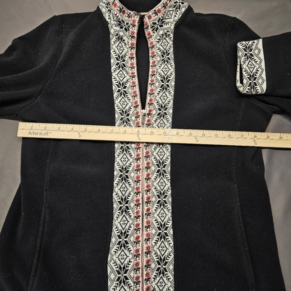 L.L. BEAN Vintage Women's M Nordic Snowflake Fleece Jacket - Picture 3 of 8